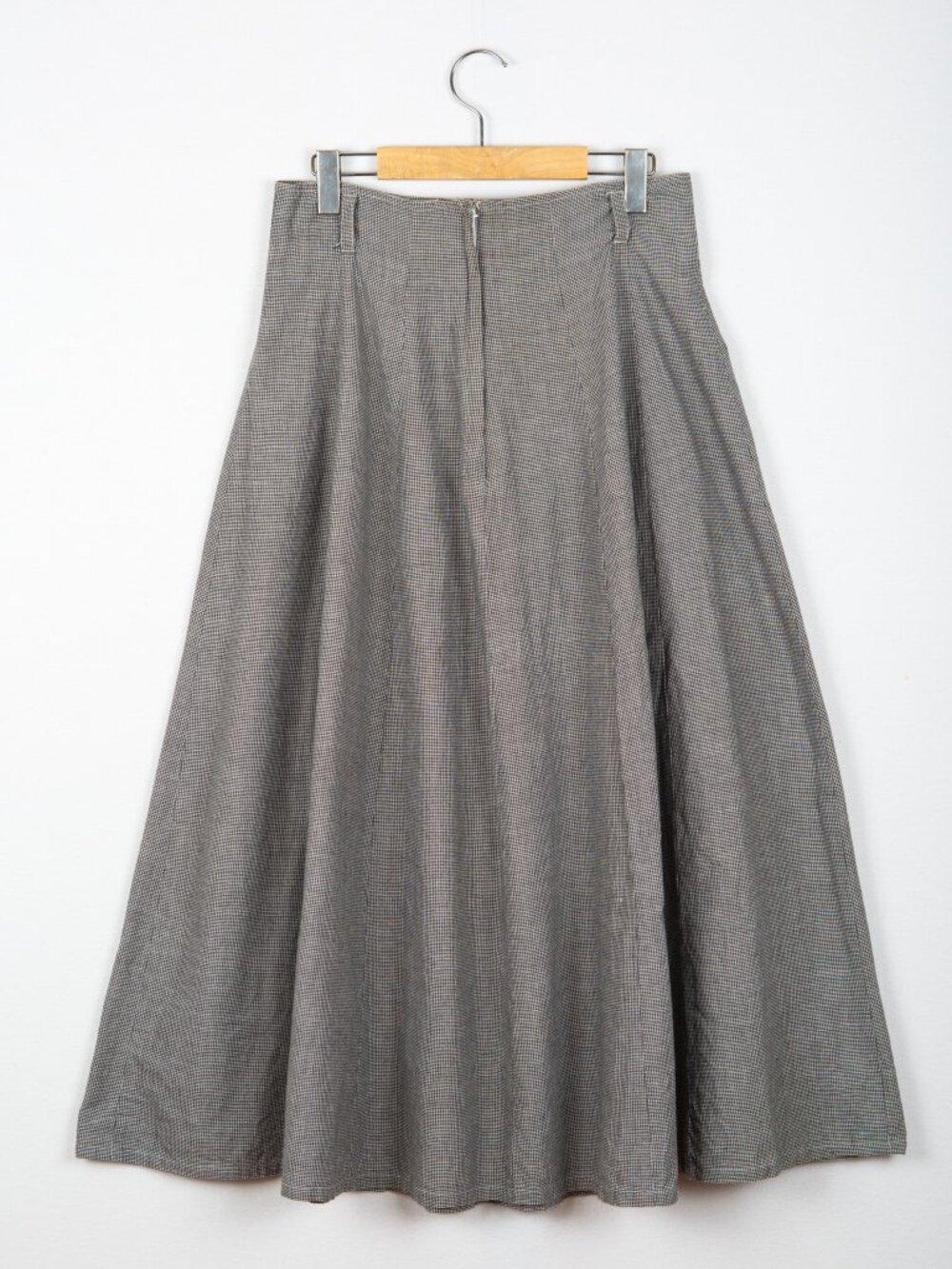 Vintage 90s Tristan et Iseult Houndstooth Cotton Maxi Plaid Skirt Size M - Picture 7 of 9
